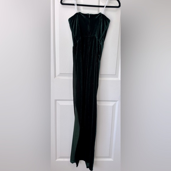 Lulus My Dream Come True Forest Green Velvet Strapless Maxi Dress. Size Medium. - Picture 6 of 9